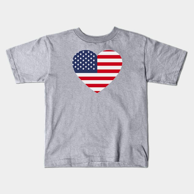I Love the United States // Heart-Shaped American Flag Kids T-Shirt by SLAG_Creative